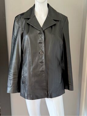 Vera Pelle Black Leather Jacket Sz Med